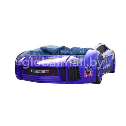 купить Кровать-машинка Ламба Next-2 (синяя) со встроенным матрасом