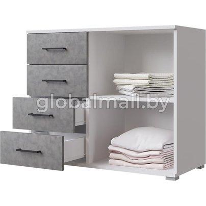 купить Модульная спальня Нова с комодом и шкафом (белый/бетон)