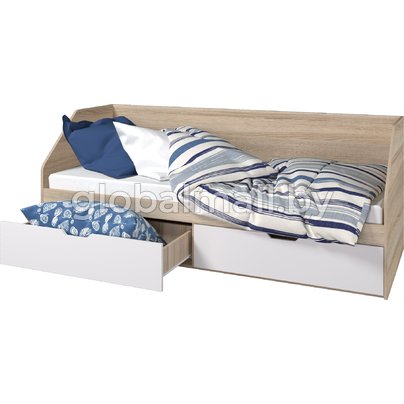 купить Кровать 800 Анталия с двумя ящиками (сонома/белый софт)