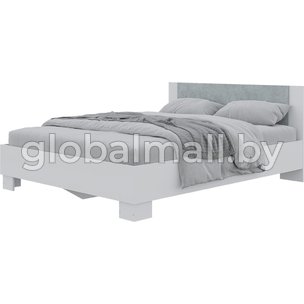 Кровать Нова 1,4 (белый/белый, бетон)