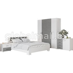 Модульная спальня Нова с комодом и шкафом (белый/бетон)